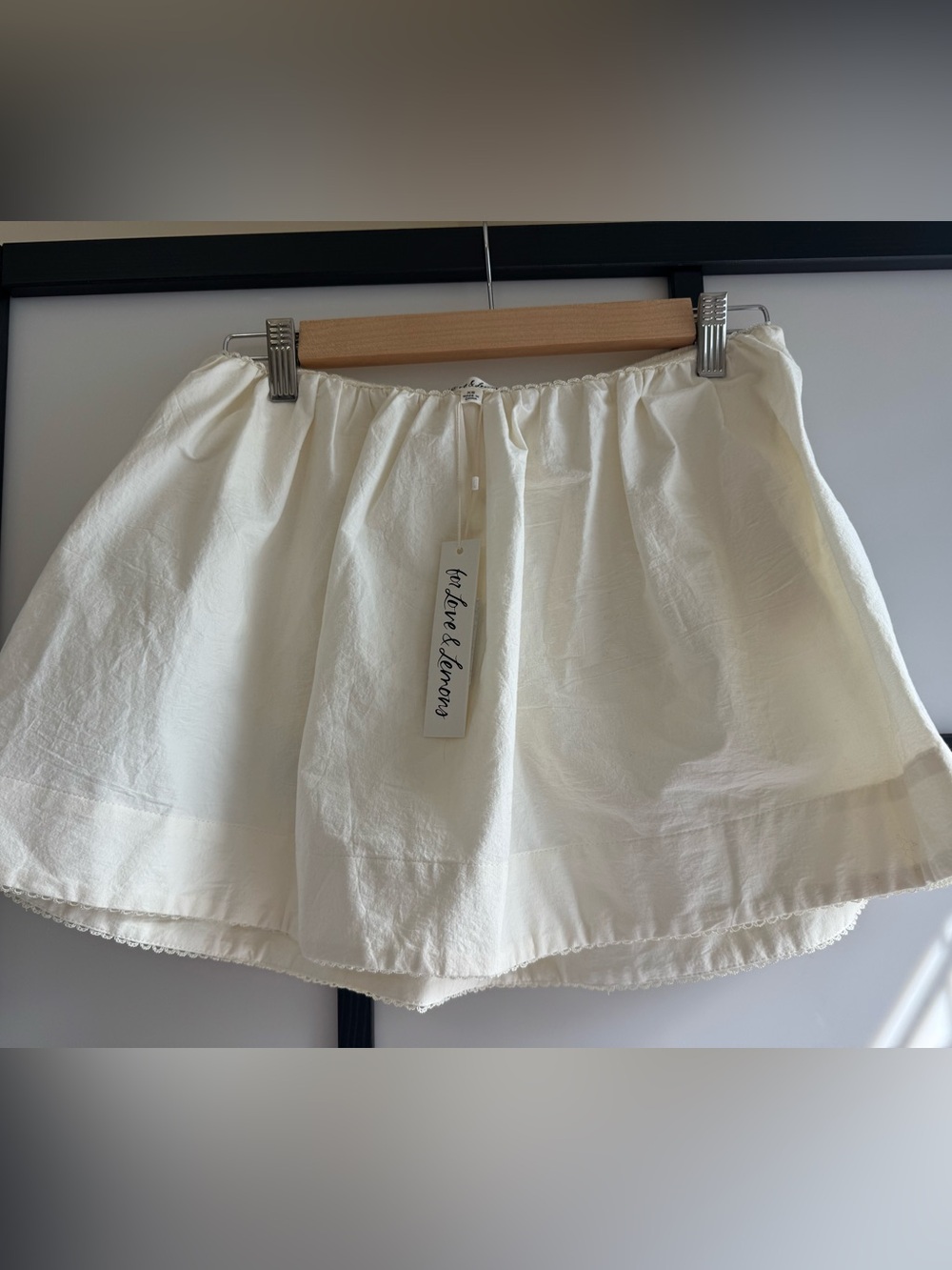 For Love & Lemons Billie Mini Skirt in Cream XS
